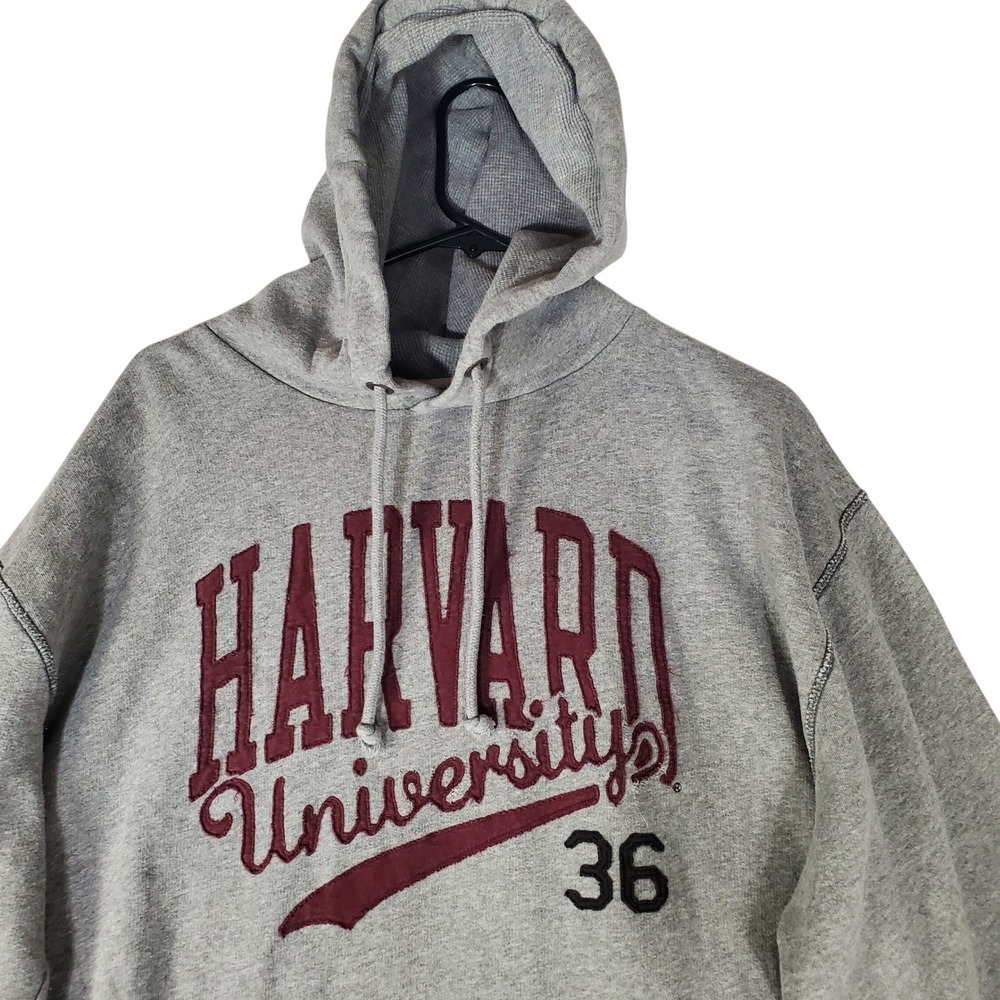 League Harvard University Hoodie Gray Embroidered Collegiate Sweatshirt Mens XL